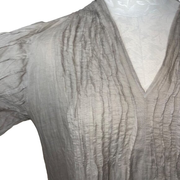 Womens Dress Size Medium Gray Pleated Summer Pockets Midi Pure Cotton New - Picture 3 of 10